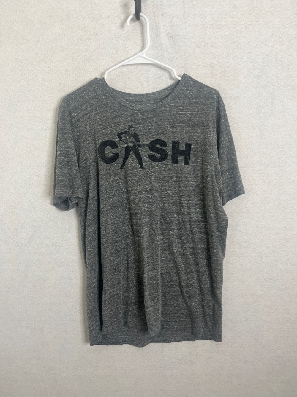 Johnny Cash Lucky Brand Man in Black Graphic Tee Gray Size Large